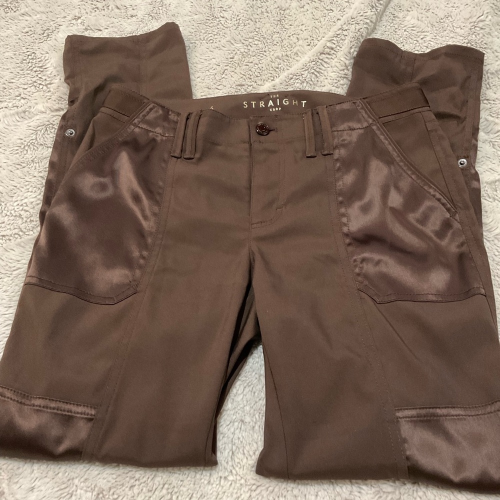 White House Black Market Straight Crop Pants with Satin Trim